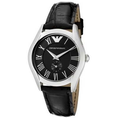 Emporio Armani AR0644 Charcoal Grey Dial Black Leather