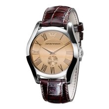 Emporio Armani AR0645 Classic Brown Leather Roman Numeral Dial