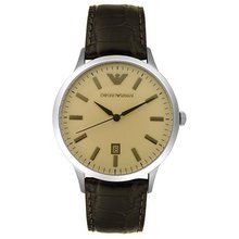 Emporio Armani AR2427 Large Stainless Steel and Brown Leather