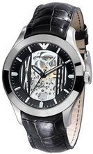 Emporio Armani , Automatic Meccanico Black Croc Embossed Leather Strap AR4648
