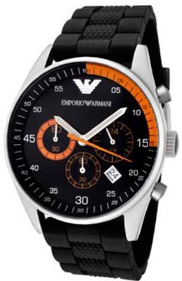 Emporio Armani Black Silicone Band Black Dial - AR5878