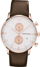 Emporio Armani Classic AR0398 Brown Leather Quartz with White Dial