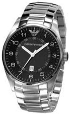Emporio Armani Silver Stainless Band Black Dial - AR5863