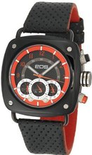 EOS New York 173SBLKRED Gauge Black Leather Strap