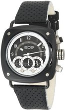 EOS New York 173SBLKWHT Gauge Black Leather Strap