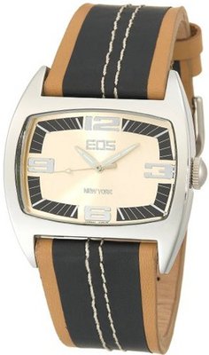 EOS New York 38LBLKTAN Striker Two Tone Leather Strap