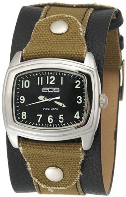 EOS New York Unisex 92LBLKGRY Fuse Two Tone Leather Strap