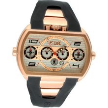 Equipe Dash Xxl (Silver Dial; Rubber Black Band; Rose Gold Bezel)