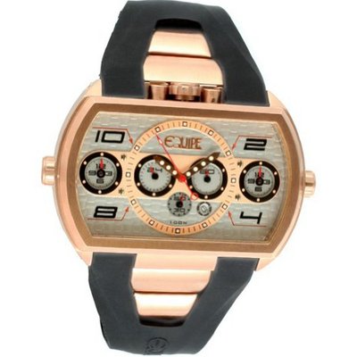 Equipe Dash Xxl (Silver Dial; Rubber Black Band; Rose Gold Bezel)