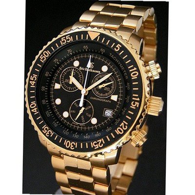 Eric Edelhausen 'Apex' Gold Plated Dress Chronograph with Day and Date