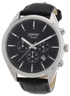 Esprit es106261001 44mm Stainless Steel Case Black Leather Mineral