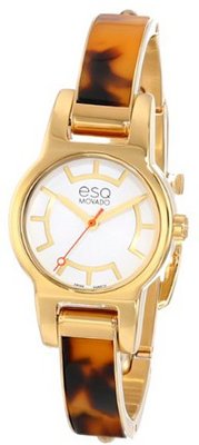 ESQ Movado 07101423 Nova Tortoise Toned Steel Case Bangle Bracelet Silver Dial