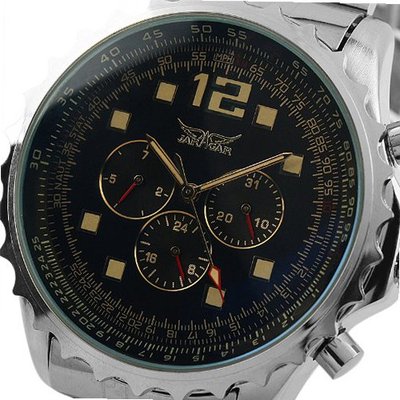 ESS Black 6 Hands Dial Date Stainless Steel Case Aviator Mechanical WM262