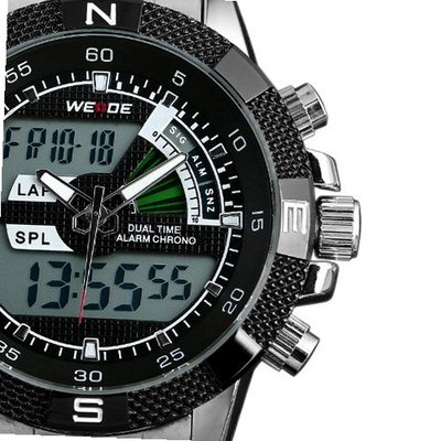 ESS Black Analog Digital Dual Dial Luxury Stainless Steel Sport WM332