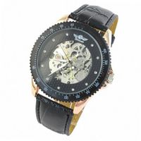 ESS Black Dial Leather Luxury Rose Gold Case Self-Wind Up Mechanical Automatic WM096