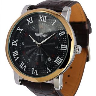 ESS Black Dial Roman Numerals Leather Strap Self-Wind Up Automatic Mechanical WM289