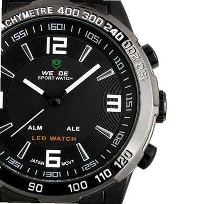 ESS Black Stainless Steel Red Digital LED Army Style Sport WM321