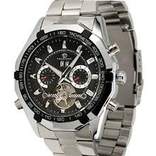 ESS Black Tourbillon Design Racing Style Sport Automatic Self-Wind Up Wrist WM303