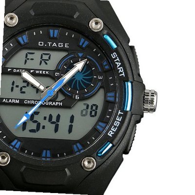 ESS Blue Rubber Strap Analog Digital Dual Dial Luxury Sport WS066