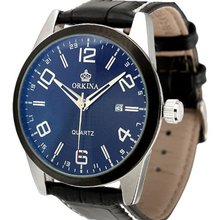 ESS Classic Black Dial Auto Date Leather Quartz Wrist WM311