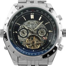 ESS Gent Black Tourbillon Aviator Skeleton Self-Wind Up Mechanical WM242