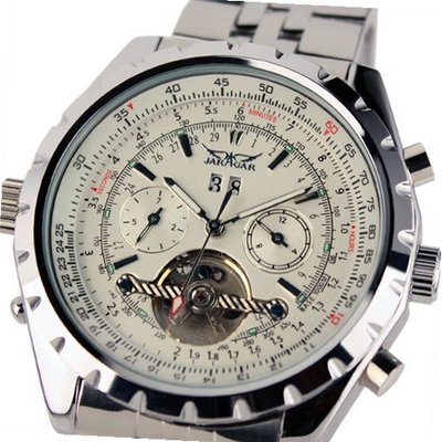 ESS  Gents White Tourbillon Style Date Aviator Automatic Mechanical WM142