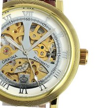 ESS Golden Skeleton Dial White Luxury Leather Strap Automatic Mechanical WM340