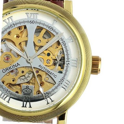 ESS Golden Skeleton Dial White Luxury Leather Strap Automatic Mechanical WM340