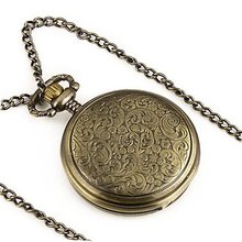 ESS Ladies Light Copper Stainless Steel Case Silvered Dial Roman Numbers Necklace Pocket