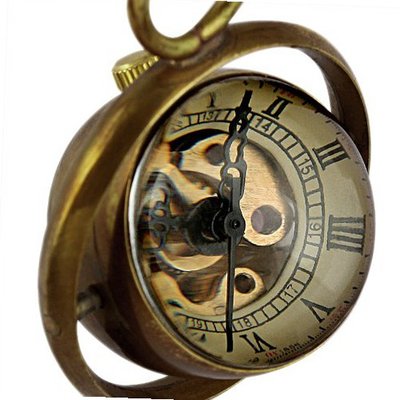 ESS Ladies' Stainless Steel Case Vintage Ball Shape Mechanical Necklace Pendant Pocket with Chain WP119