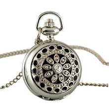 ESS Ladies Stainless Steel Case White Dial Black Pattern Front Necklace Pendant Pocket WP021
