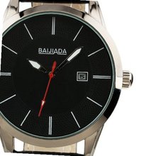 ESS New Classic Black Dial Auto Date Leather Quartz Wrist WM246