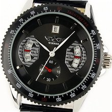 ESS New Gents Automatic Mechanical Date Wrist with Leather Strap Black Dial WM121