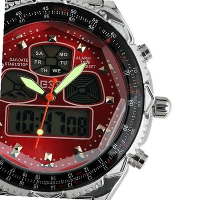 ESS New Red Stainless Steel Analog Digital Dual WM004-ESS