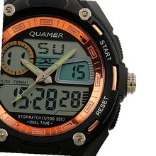 ESS Orange Brezel Rubber Strap Analog Digital Dual Dial Luxury Sport WS055