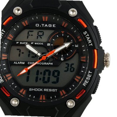 ESS Orange Rubber Strap Analog Digital Dual Dial Luxury Sport WS067