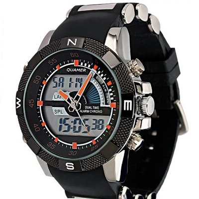 ESS Rubber Strap Black Analog Digital Dual Dial Luxury Sport WS078