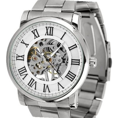 ESS Skeleton Antique Roman Numerals Stainless Steel Hand-Wind Up Mechanical WM335-ESS