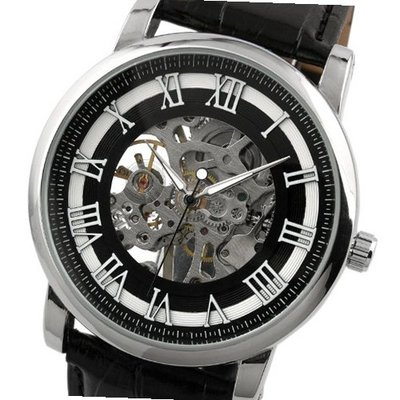 ESS Skeleton Roman Numerals Leather Strap Mechanical Semi-Automatic WM272-ESS