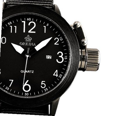 ESS Sporty Black Dial Fabric Strap Army Style Quartz Wrist WM318