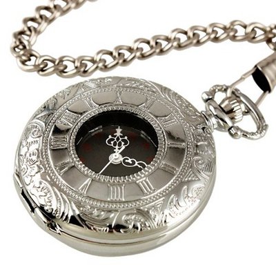 ESS Stainless Steel Case Black Dial Roman Numerals Antique Pocket with Chain WP001