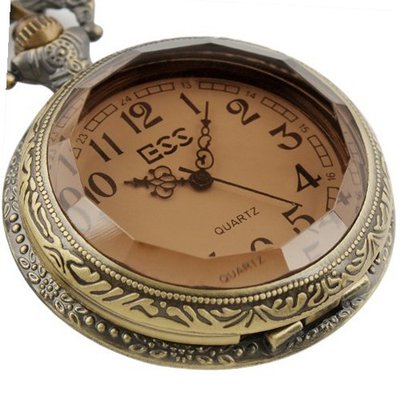 ESS Stainless Steel Case White Dial Amber Front Antique Pocket with Chain WP013-ESS