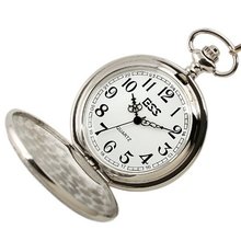 ESS Stainless Steel Pattern Case White Dial Antique Style Pocket with Chain WP029