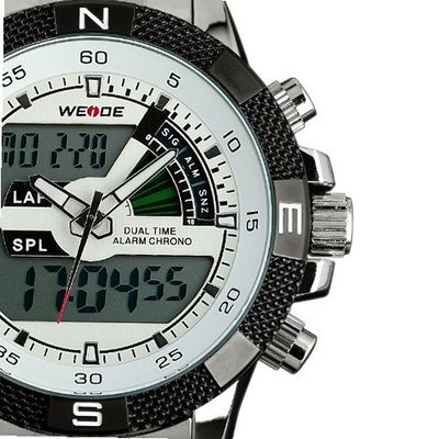 ESS White Analog Digital Dual Dial Luxury Stainless Steel Sport WM333
