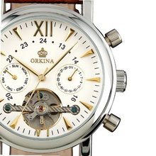 ESS White Tourbillon Design Classic Self-Wind Up Leather Band Automatic Wrist WM307