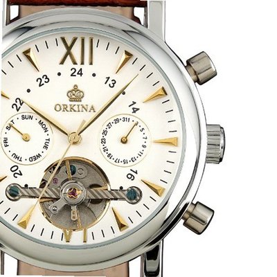 ESS White Tourbillon Design Classic Self-Wind Up Leather Band Automatic Wrist WM307