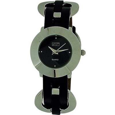 Eton Braided Rings Black Dial & Black PU Strap Ladies Fashion 2903L