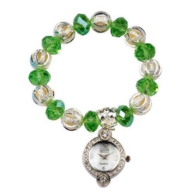Eton Charm with elasticated Silver & Lime Bead Bracelet 