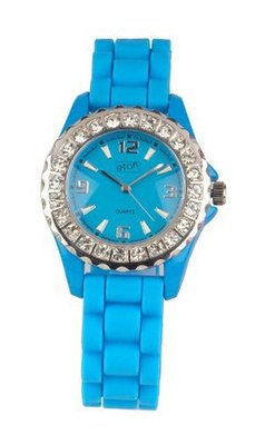 Eton Ladies Diamante Fashion with Aqua Rubber Strap 