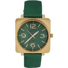 Eton Ladies Green Dial Rose Gold Tone Bezel & Forest Green Strap 3098J